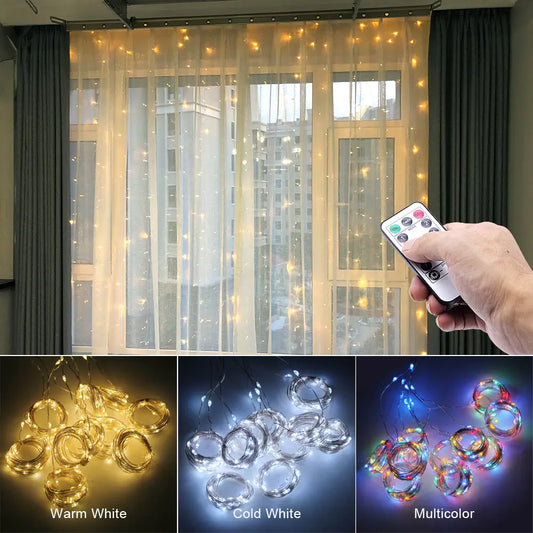 Aurora Veil LED Fairy Curtains – Multi-Mode USB Glow