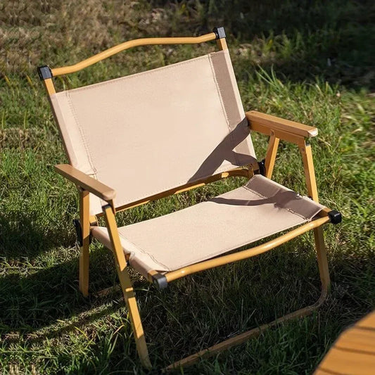 Foldable Lawn Chairs Set with Beech Wood Armrests – Heavy-Duty Steel Frame & Oxford Fabric