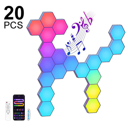 Fivemi RGB Hexagon Wall Lights Panels – Smart App + Remote, Music Sync, DIY Modular Decor