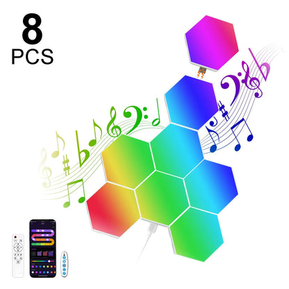 Fivemi RGB Hexagon Wall Lights Panels – Smart App + Remote, Music Sync, DIY Modular Decor